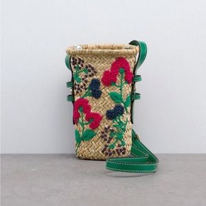 Raffia mini crossbody bag